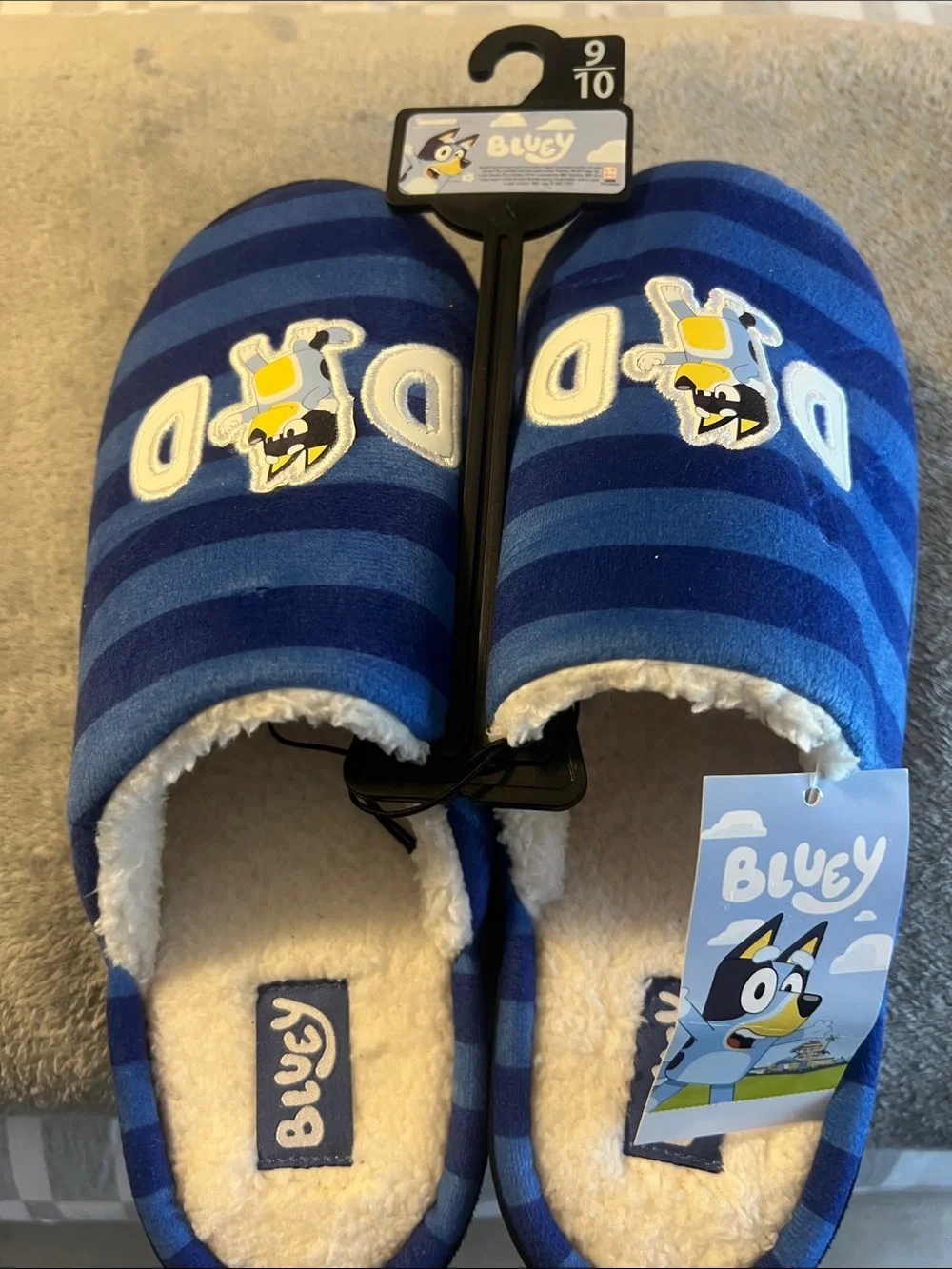 Mens Blue Striped Slippers - Brand